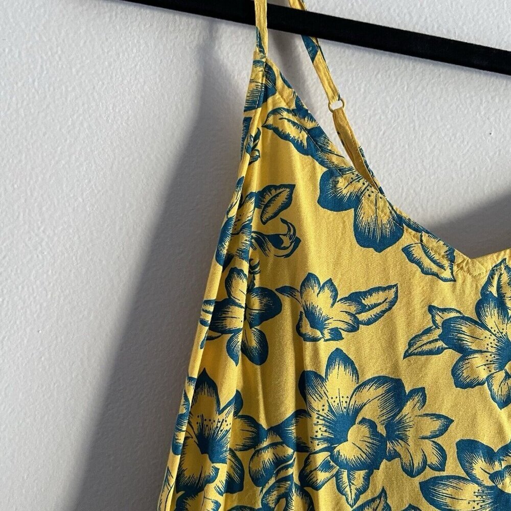 Vans Women Xs Yellow Tropical Floral Criss Cross Back Maria Flutter Tank Dress View 5